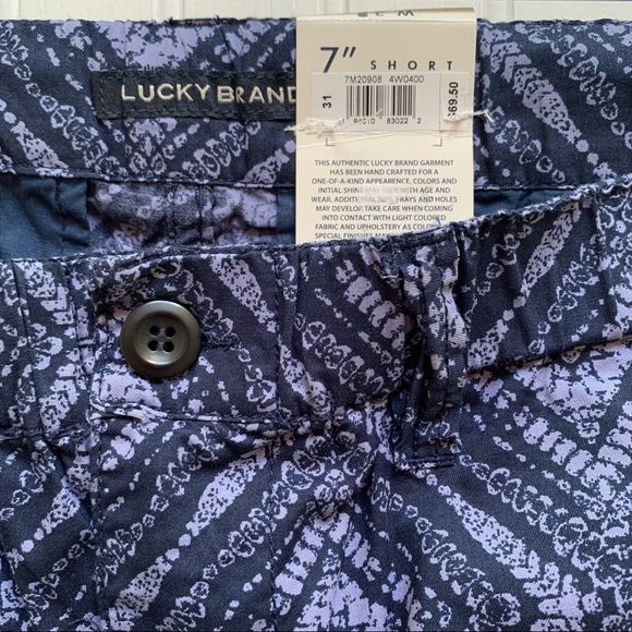 Lucky Brand ~new~ Men’s  7”   Blue Print Relaxed Shorts - Picture 4 of 9
